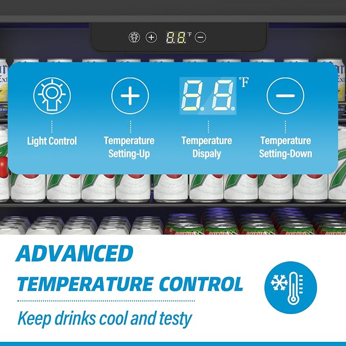 5.3 Cu.Ft Beverage Cooler, 166 Can Capacity, Adjustable Shelves & Glass Door - Image 6