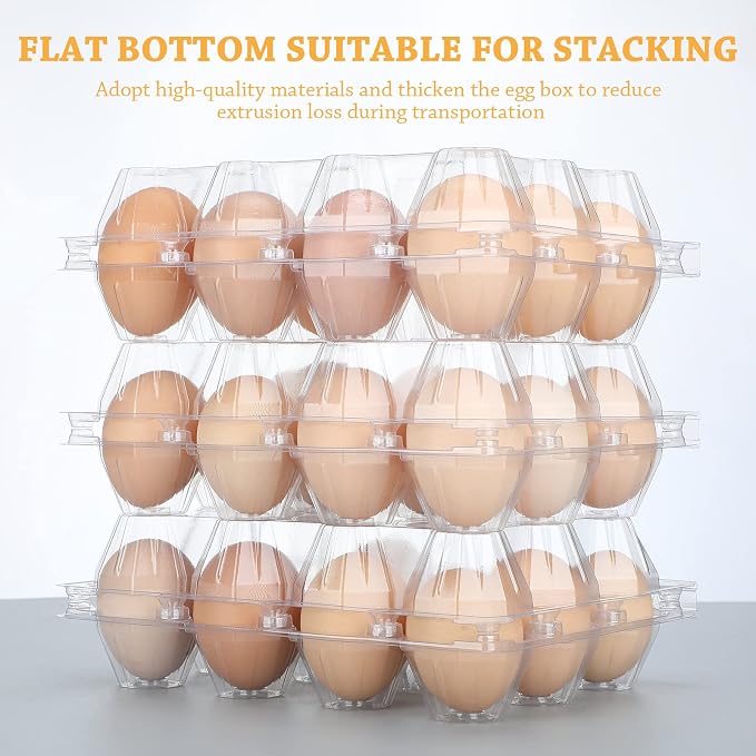 Tanlade 100 Pcs Plastic Egg Carton, 12 Grids Clear Chicken Egg Tray Disposable - Image 4