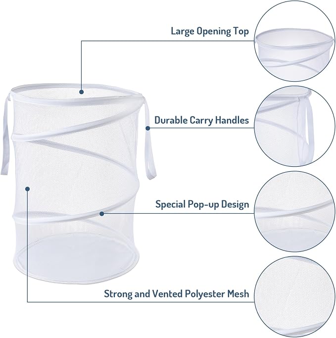 Seiritex Mesh Popup Laundry Hamper 115L Collapsible Laundry Basket Extra Large - Image 3