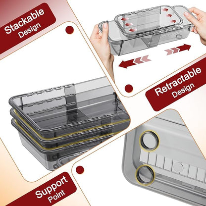 8 Pcs Extendable Clear Drawer Organizer, All Adjustable Vanity Storage Box - Image 6