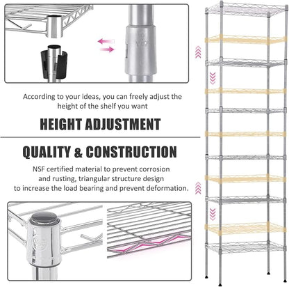 NChanmar 6-Tier Chrome Metal Shelving Unit Storage Shelves Heavy Duty Adjustable - Image 5