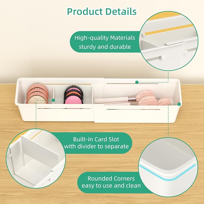Desk Drawer Organizer Tray, 4 Pack Expandable Drawer Organizer - Image 6