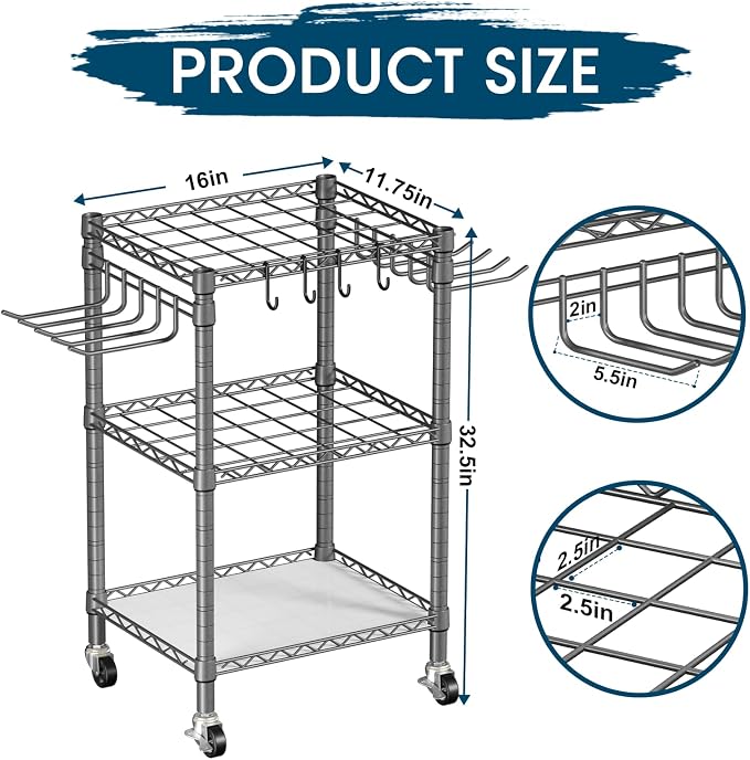 T1 Garden Tool Organizer（with Lockable Wheels） Heavy Duty Garage Tool Storage - Image 2