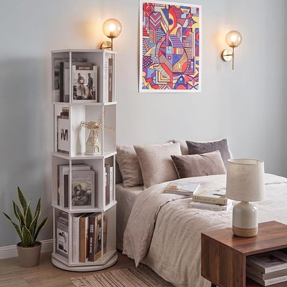 VIWODS 4 Tier Rotating Bookshelf Tower, 360° Display Spinning Bookcase - Image 5