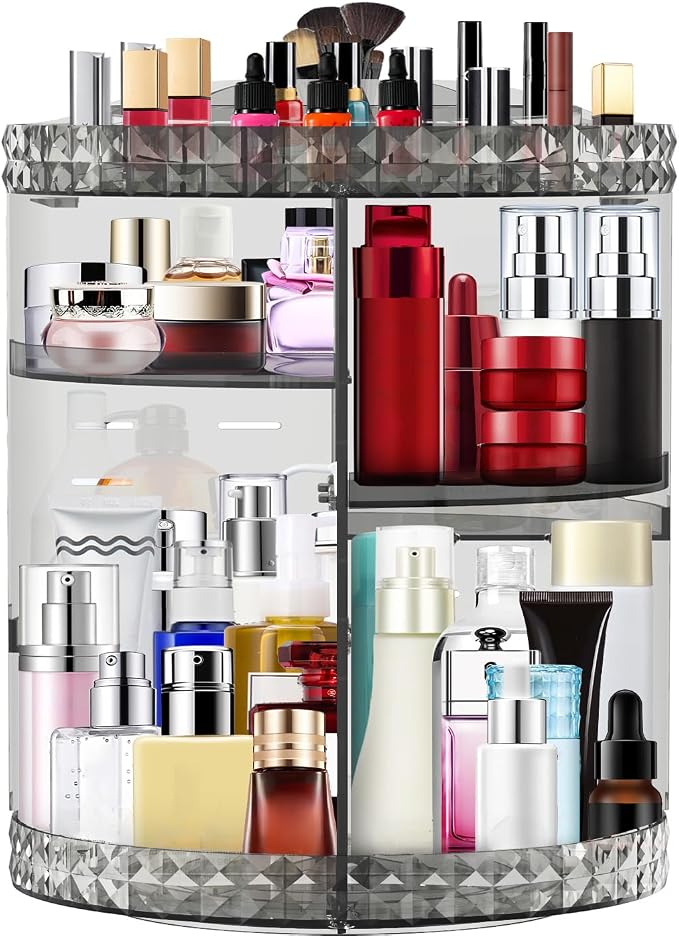 360 Rotating Makeup Organizer Large Capacity Cosmetics Organizer Beauty by CandleWo