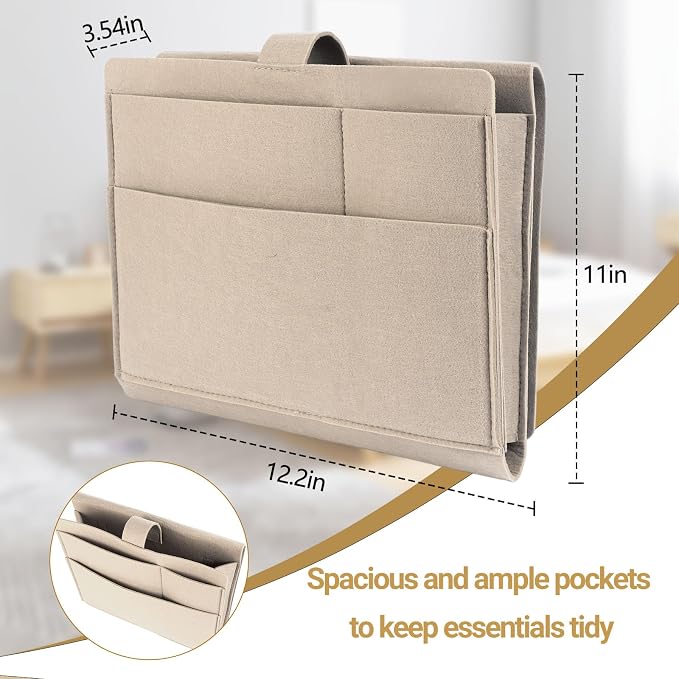 Seefoo Bedside Caddy, Large Bed Caddy Organizer - Image 3