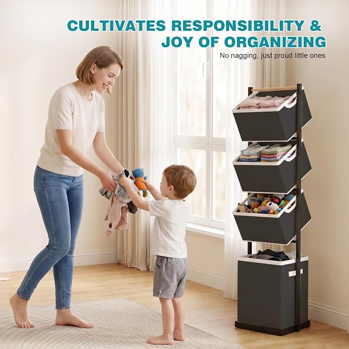 4-Tier Laundry Hamper Sorter, Vertical Laundry Sorter - Image 7