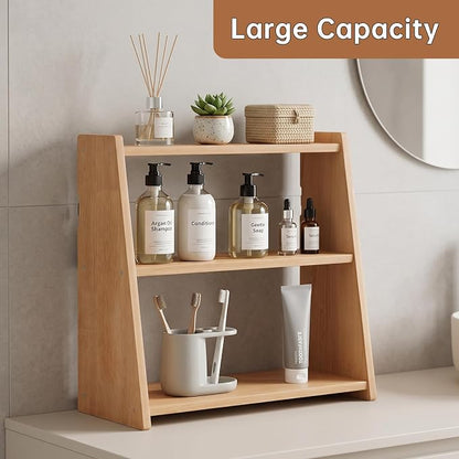 100% Solid Rubber Wood Spice Rack, 3 Tier Freestanding & Wall Mounted Kitchen - Image 3