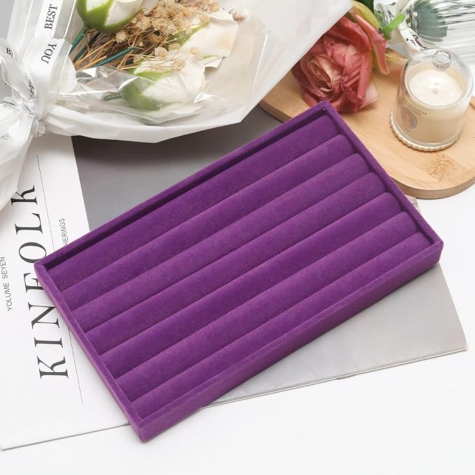 Velvet Jewelry Trays for Drawers, 8 Rolls | Stackable Jewelry Drawer Organizer - Image 4