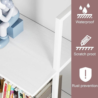 Ladder Shelf 4 Tiers Metal Industrial Bookshelf, Wall Mount Wide Bookcase - Image 9