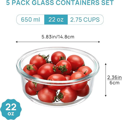 Vtopmart 5Pack 22oz Glass Storage Containers - Image 2
