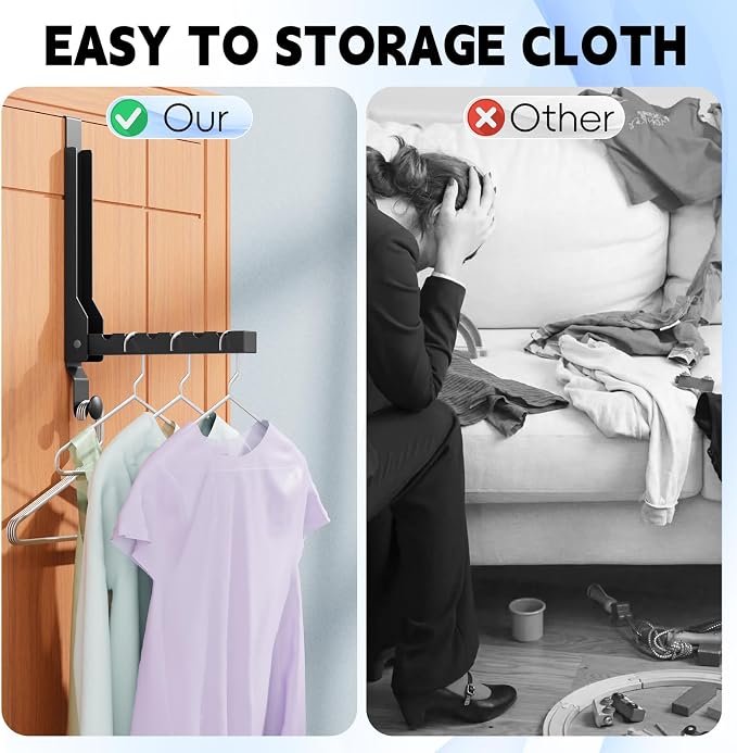 BAKON Over The Door Hanger Folding Clothes Drying Rack, Folding Hanging Coat - Image 7