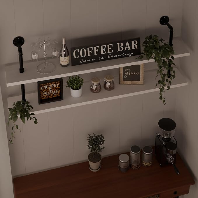 HDDFER Floating Bookshelf Bathroom Shelves Over Toilet Industrial Pipe Shelving - Image 5