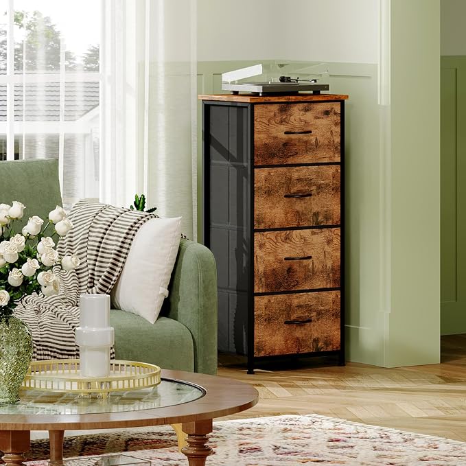 Somdot Dresser for Bedroom, 4 Drawer Storage Cabinet, Steel Frame and MDF Wood - Image 4