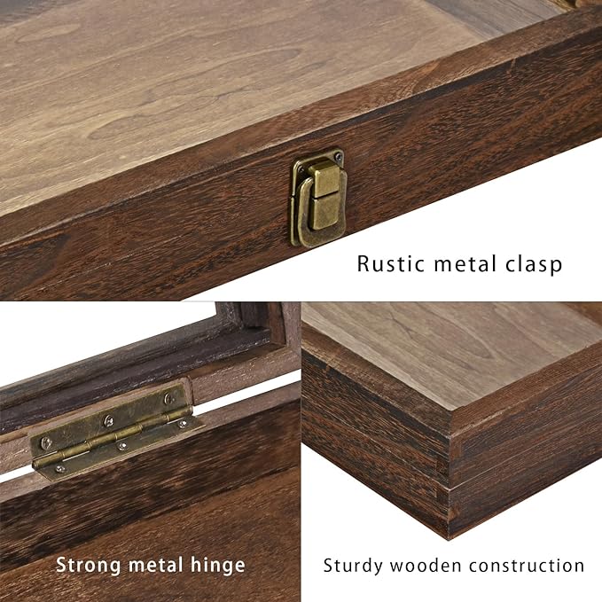 MOOCA 2 Pcs Wooden Jewelry Display Case Tempered Glass Top Lid, Gemstone - Image 6