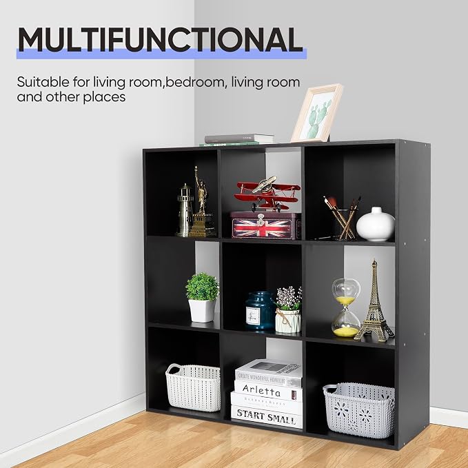 ZenStyle 9 Cube Storage Shelf Organizer, Wooden Bookshelf System Display Cube - Image 7