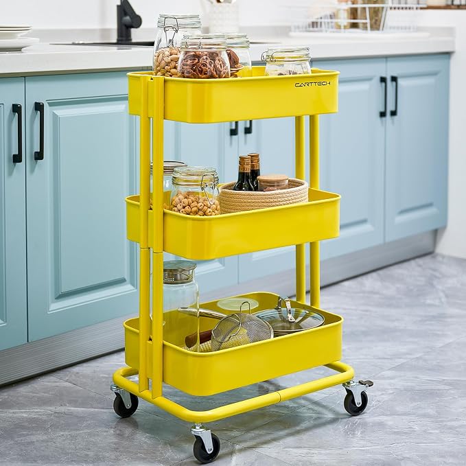 3 Tier Rolling Cart Metal Heavy Duty Utility Cart - Image 6