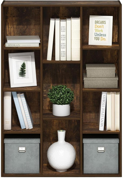 Furinno LUDER Book Shelf, 11-Cube Bookshelf, Reversible Bookcase, 9.4 x 29.1 x - Image 4