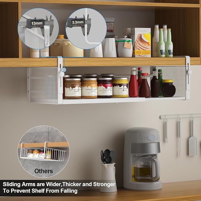AmonHouseware 2Pack Expandable Under Shelf Storage Basket Organizer, Length - Image 5