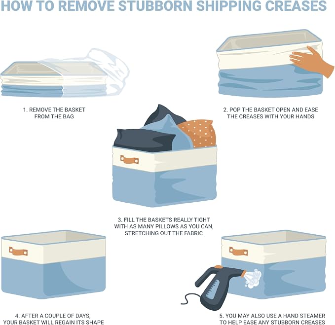 OrganiHaus Small Fabric Storage Baskets - Image 8
