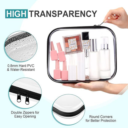Hoolerry 4 Pcs Hard Clear Zipper Case Makeup Bags Plastic Pencil Pouch - Image 3
