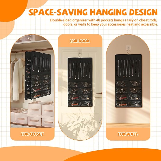 48 Pockets Hanging Jewelry Organizer - Image 4