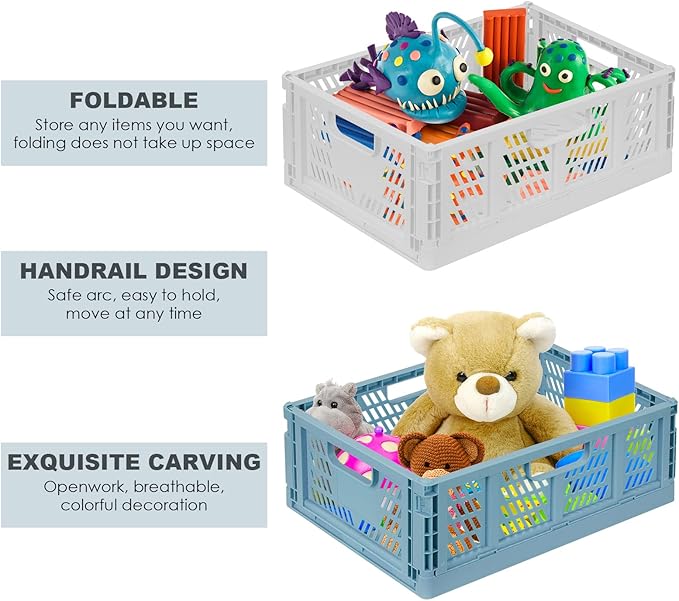 Plastic Drawer Organizer 4-Pack Collapsible Storage Boxes Crate Stackable - Image 4