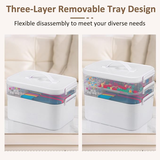 3-Layer Plastic Craft Organizers and Storage Box - Image 4
