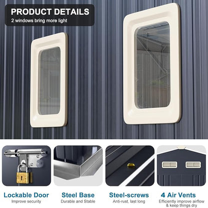10x12 FT Outdoor Metal Shed - Image 5