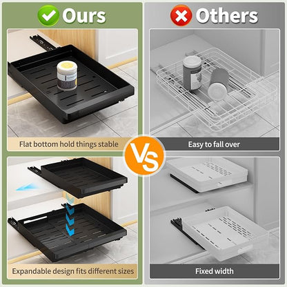 DOMNIU Pull Out Cabinet Organizers Expandable, 16.9" Depth, 2 Pack | Plastic - Image 5
