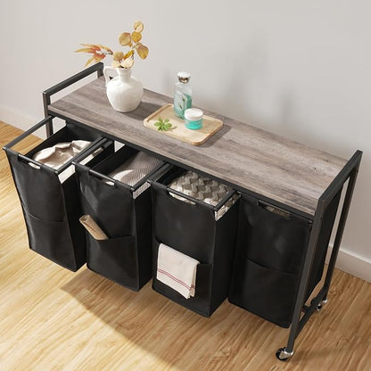 HOOBRO Laundry Sorter 4 Sections, Laundry Hamper - Image 4
