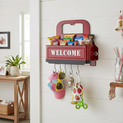 Truck Farmhouse Key Rack & Rustic Metal Wall Planter, Wall Mounted Flower Pot - Image 8