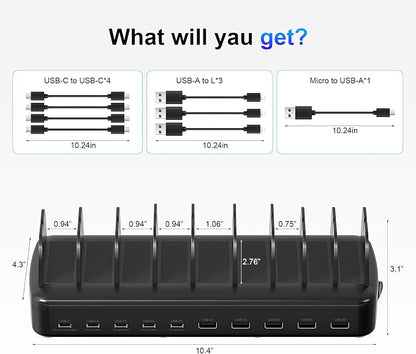 510W Fast Charging Station for Multiple Devices, 10 Port USB C Charger Station - Image 7