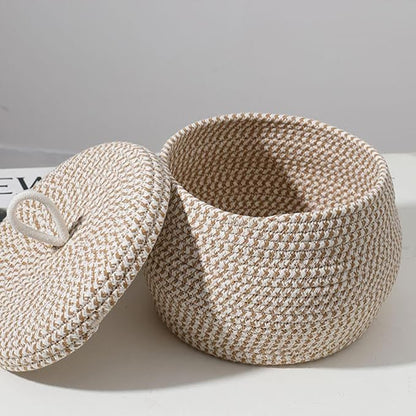 Rope Basket – Straw Woven 21x21x17cm | Round Cotton Rope Storage Basket - Image 5