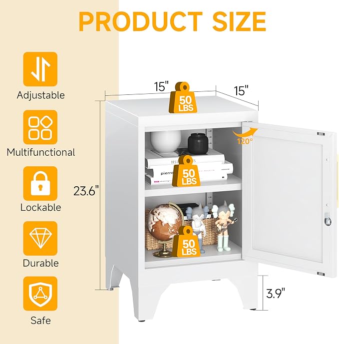 23.6" H White Metal Locker Nightstand - Image 3
