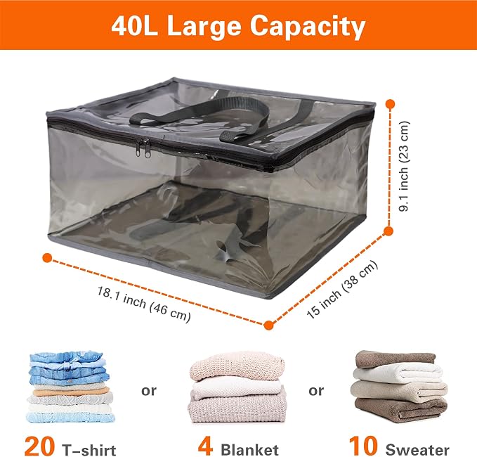 Vieshful Grey 40L Clear Clothes Storage Bag - Image 2
