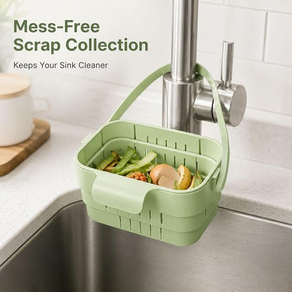 Foldable Hanging Sink Drain Basket, Collapsible Food Strainer，Green | - Image 5