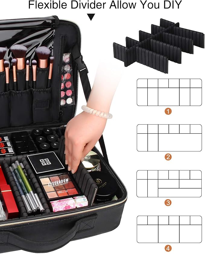 Relavel Makeup Case Large Makeup Bag Professional Train Case 16.5 inches Travel - Image 4