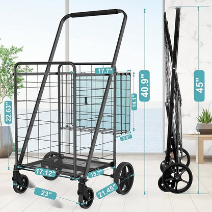Upgraded Shopping Cart for Groceries, 330LBS Jumbo Grocery Cart | Waterproof - Image 5