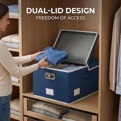 PRANDOM Storage Bins with Lids Linen Fabric Foldable Storage Boxes Organizer - Image 4