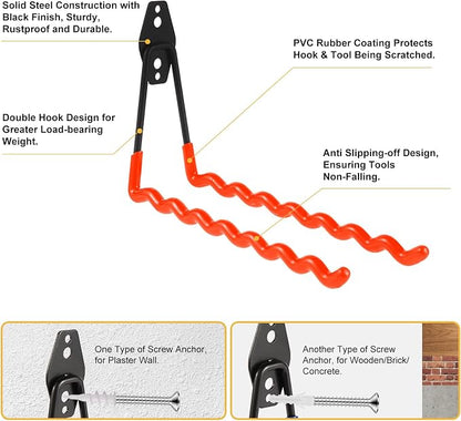 Wall Mounted Garage Hooks Tool Organizer, 12.4 Inch Garage Storage Hook Heavy - Image 3
