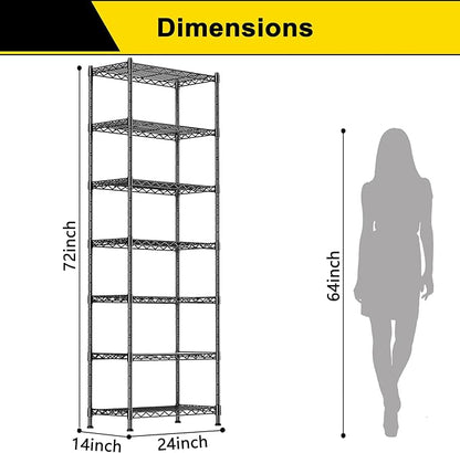 GIOTORENT 7-Wire Garage Shelving Storage Shelves, Kitchen Storage Adjustable - Image 2