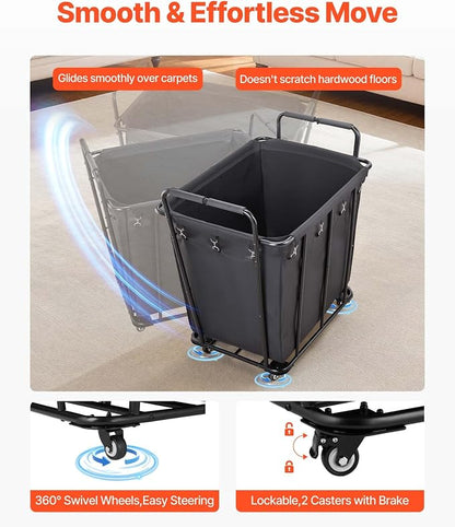 VEVOR Laundry Cart, Rolling Grocery Utility Cart - Image 4