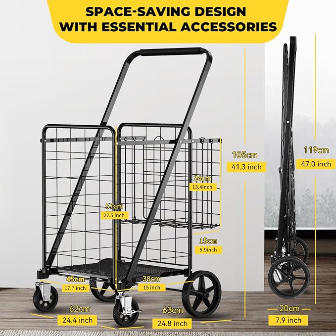 4.5 Cu Ft Folding Shopping Cart - Image 8
