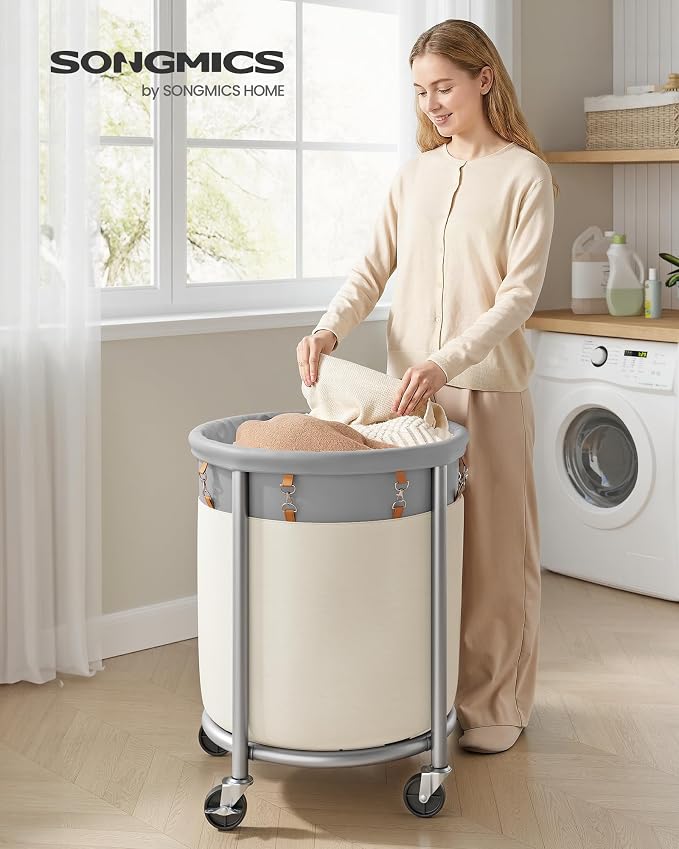 SONGMICS Laundry Basket, Rolling Steel Frame - Image 2