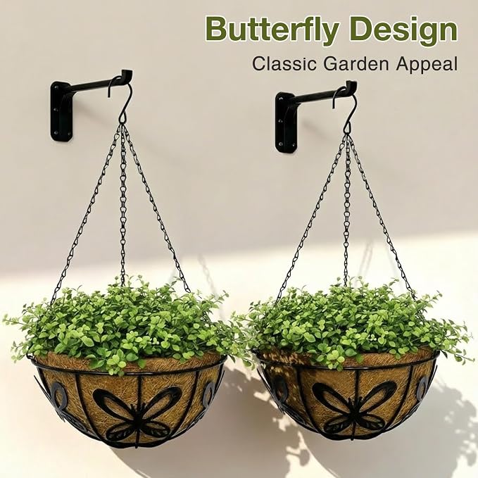 12 Inch Hanging Baskets for Plants Outdoor, 2 Pack Metal Wire Hanging Planters - Image 6
