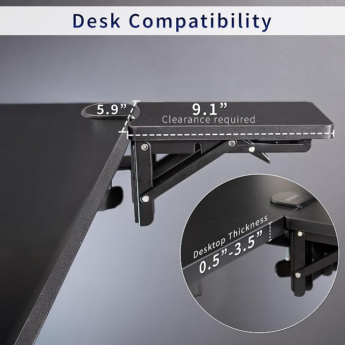 VIVO Clamp-on 6 x 9 inch Desk Extender, Wrist Support, Armrest Tray, Table Mount - Image 3
