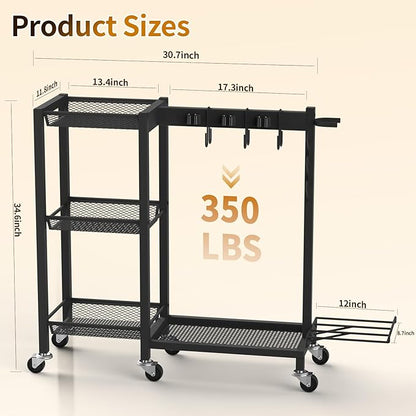 Broom Holder with Cleaning Supplies Organizer Load 350 LBS Cleaning Cart with - Image 2