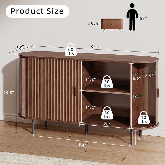 Buffet Sideboard Cabinet with Storage, Modern Accent Coffee Bar Console Table - Image 2