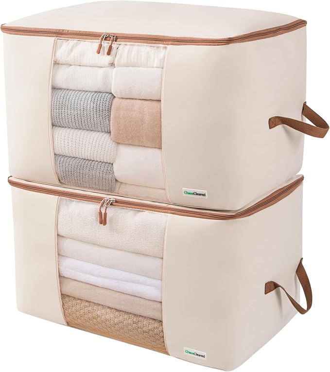 Canvas Comforter Storage Bags 2 Pack Folding Organizer bag by ChaosCleared